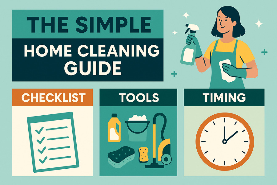 The Simple Home Cleaning Guide: Checklist, Tools & Timing